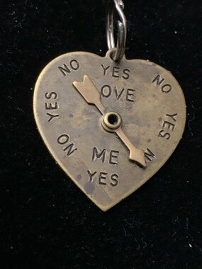 Heart Shaped Spinner Charm Pendant in Antiqued Brass Tone